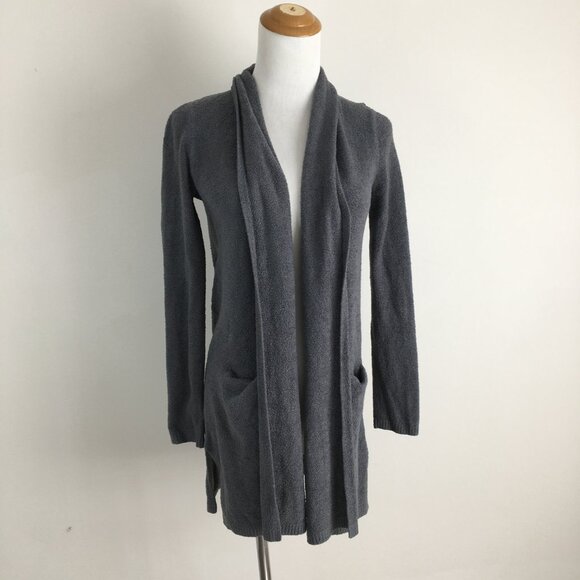 BAREFOOT DREAMS Dark Gray Bamboo Chic Lite Knit Open Front Cardigan - Picture 4 of 11